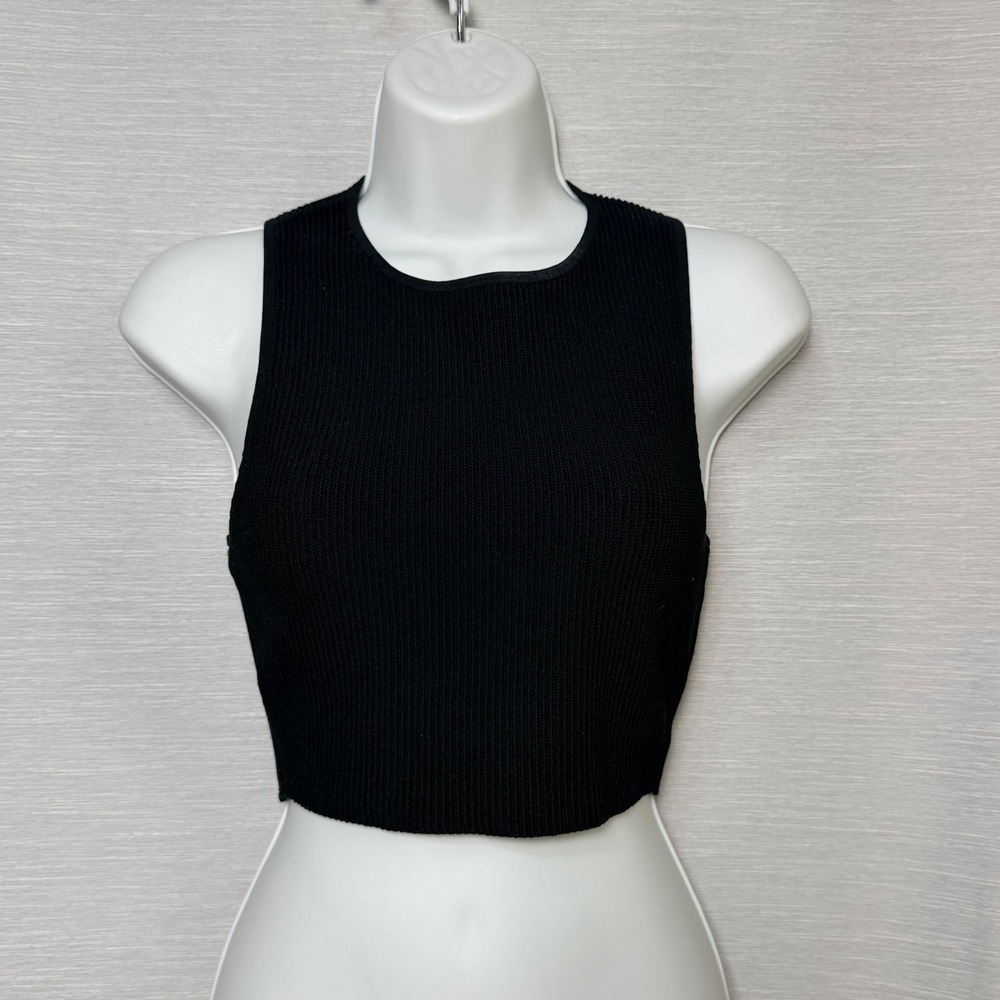Babaton Aritzia Sculpt Knit Cropped Tank Black Racerback Ribbed Top Small